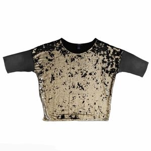 Ashley Stewart 22/24 Gold & Black Sequin Top